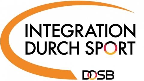 Logo für "Integration durch Sport" mit Text über die Förderung durch das Bundesministerium des Inners und den Bundestag.