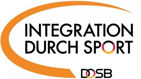 Logo für "Integration durch Sport" mit Text über die Förderung durch das Bundesministerium des Inners und den Bundestag.